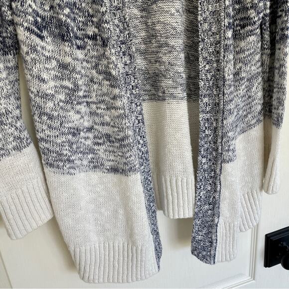 Gap Blue White Striped Ombré Heather Knit Open Sweater Cardigan M - Picture 8 of 9